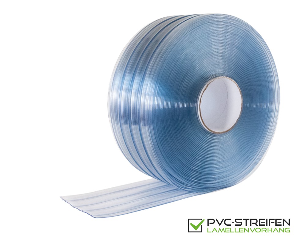 Meterware PVC Streifen Vorhang Lamellenvorhang 200mm x 2mm blau-transparent 