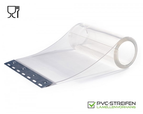 PVC Ersatzstreifen 300 x 3 mm LEBENSMITTELECHT glasklar mit montiertem Pendel