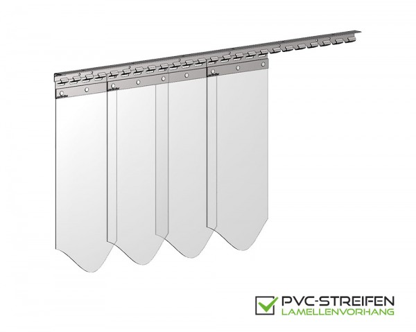 PVC Vorhang Lamellen 200 x 3 mm standard helltransparent glasklar Breite 0,85 m