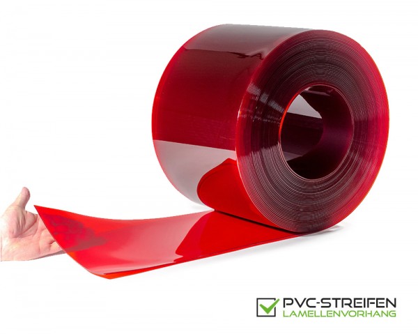 PVC Streifen 300 x 3 mm standard rot-transparent normal kältefest als Zuschnitt