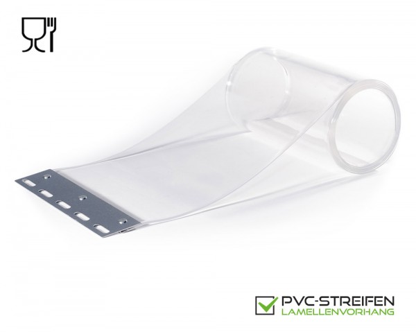 PVC Ersatzlamellen 200 x 2 mm LEBENSMITTELECHT glasklar mit montiertem Pendel