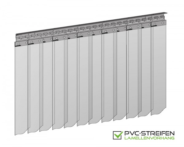 PVC-Streifen 100mm x 2mm Lamellenvorhang helltransparent Breite 1,45 m