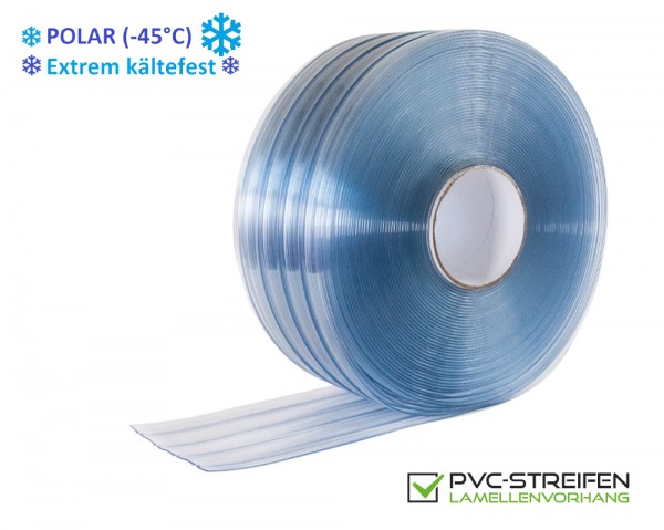PVC Streifen GERIPPT POLAR 200 x 2 mm blau-transparent als Zuschnitt