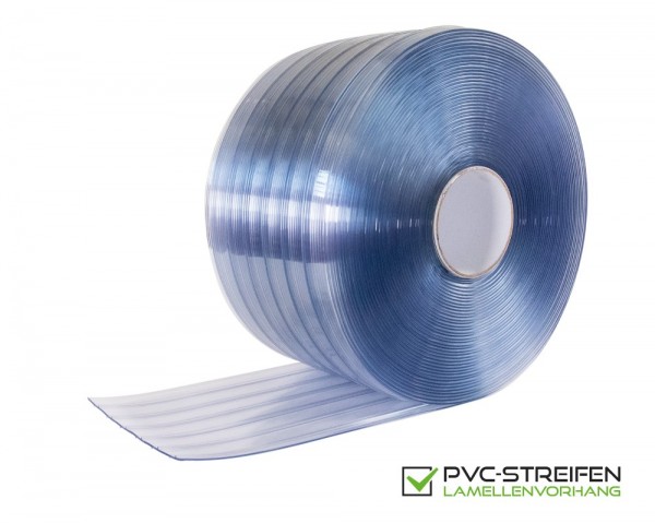 PVC Streifen GERIPPT 300 x 3 mm standard blau-transparent als Zuschnitt